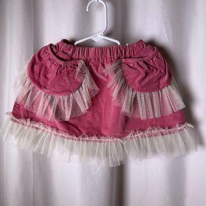 Girls coquette BMB Couture Corduroy and Tulle Frill Skirt - Size 3T Pink Rococo